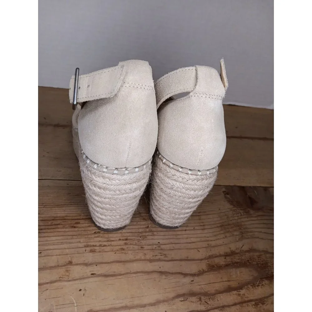 Crown Vintage Jaussie Sandal Sand Women 7.5 M Tan Suede Leather Espadrille Wedge - Picture 4 of 8